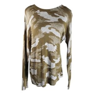 Caslon Lightweight Crewneck Vintage Olive Camo Sweater Top New Nordstrom Spring